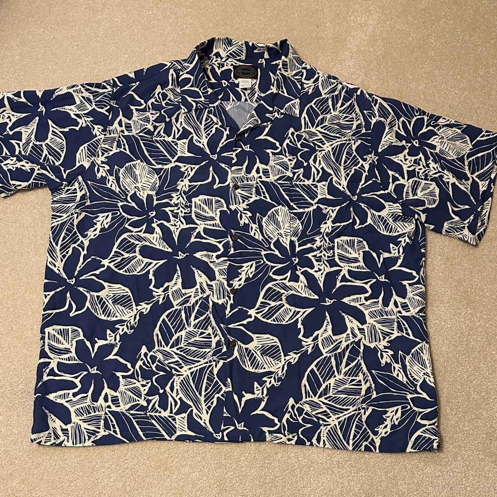 Hawaiian Reserve Collection Men's Blue Floral Shirt 100% Rayon size 3XL